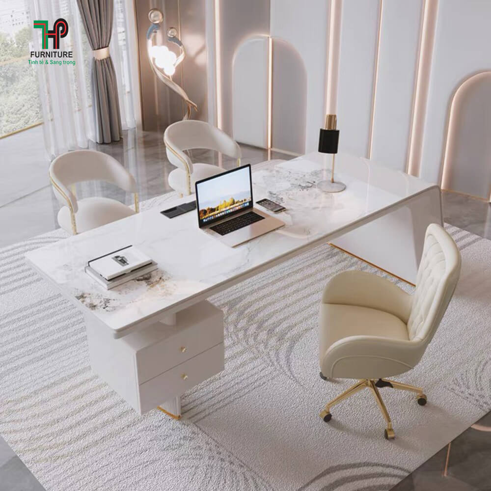 Bàn giám đốc hiện đại màu trắng
